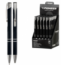 Ручка шар Vinson PIONEER 0,7мм масляные чернила син автом 8016/чёрн.корпус/
