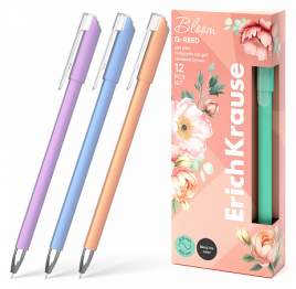 Ручка гелевая ЕК61300 G-Reed Stick Pastel Bloom черная 0,38мм игольчатый пишущий узел, мато