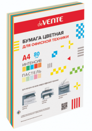 Бумага офисная 100л deVente А4 итенсив/пастель 80г/м ассорти 5цв