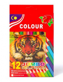Карандаши Alingar 12цв Тигр Jumbo деревянные трехгранные  утолщенные