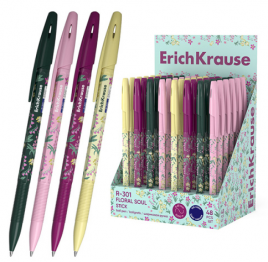 Ручка шар ЕК63077 R-301 Stick Floral Soul синяя 0,7мм