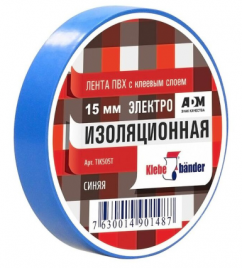 Изолента 15мм*20м Klebebander ПВХ синяя TIK505T