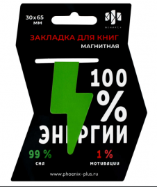 Закладка магнитная МОЛНИЯ ЗЕЛЁНАЯ 1 шт 30x65 мм 65129 / 100 