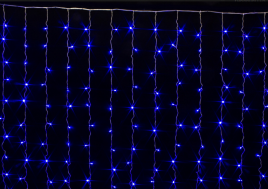 Гирлянда В 160 led занавес синий внутри помещения прозр провод 1,5*1,5м 014