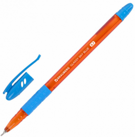 Ручка шар BRAUBERG GLASSY SKY BLUE 0,7мм грип масляная светло-синяя