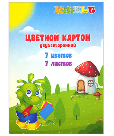 Картон цветной KWELT А4 7л 7цв двухсторонний