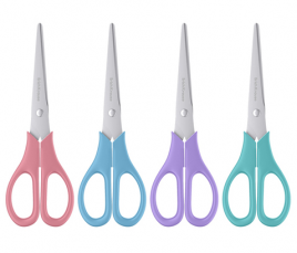 Ножницы ЕК 17см EasyCut Pastel пластиковые ручки, ассорти, картонная упаковка, европодвес