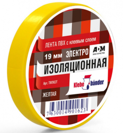 Изолента 15мм*20м Klebebander ПВХ желтая TIK505T