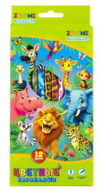 Карандаши Zoomi 12цв ZOO Джунгли деревянные шестигранные