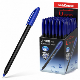 Ручка шар ЕК46777 U-108 Black Edition Stick Ultra Glide Technology синяя 1,0мм, трехг