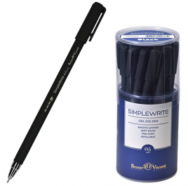Ручка гелевая Bruno Visconti SimpleWrite Black черная 0,5мм, толщина письма 0,4мм, пластиковый