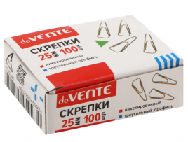 Скрепки deVente 25мм никелированные треугольные 100шт