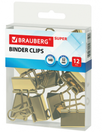 Зажим Brauberg 32мм Extra золотистый