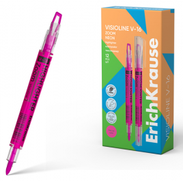 Текстовыделитель Erich Krause Visioline V-16 Neon розовый 0,5-4,5мм, двухсторонний, круглый корп