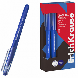 Ручка гелевая ЕК61301 G-Glass Stick Original синяя 0,5мм игольчатый пишущий узел, полупрозр