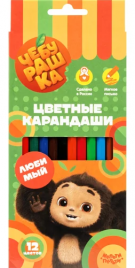 Карандаши Мульти-Пульти 12цв Чебурашка заточен., картон, европодвес
