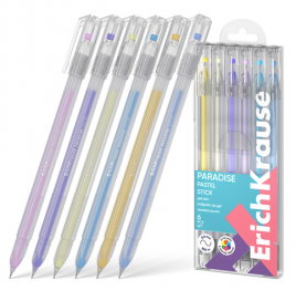 Набор ручек гелевых ЕК 6цв Paradise Stick Pastel 0,6мм, игольчатый наконечник, прозрачн