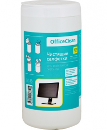 Салфетки OfficeClean для экранов в тубе 100шт 2608