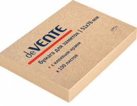 Бумага с клеевым краем deVente 51*76мм 100л крафт