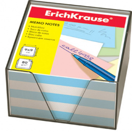 Блок бумаги Erich Krause 9*9*5см 2цв голубой/белый