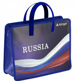 Папка А4 Alingar Russia 265*335*120мм пластик молния сверху с ручками тесьма