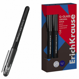 Ручка гелевая ЕК61302 G-Glass Stick Original черная 0,5мм игольчатый пишущий узел, полупроз