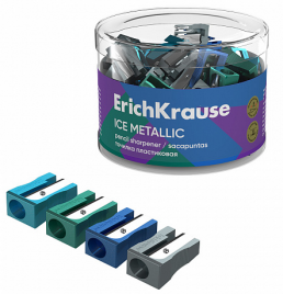 Точилка Erich Krause Easy Sharp Ice Metallic ассорти пластиковая 1 отверстие, в тубусе(Класс