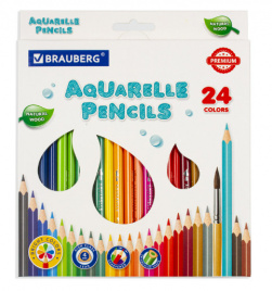 Карандаши Brauberg 24цв Premium Aquarelle акварельные 181673
