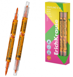 Текстовыделитель Erich Krause Visioline V-16 Neon оранжевый 0,5-4,5мм, двухсторонний, круглый ко