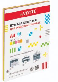 Бумага офисная deVente А4 неон 75г/м 20л ассорти 5цв