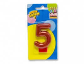 Свеча-цифра ВЕСЕЛАЯ ЗАТЕЯ Блестящая "5" 7,6см