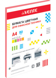 Бумага офисная deVente А4 неон 80г/м 50л розовая