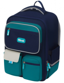 Ранец Först F-Style Blue 38*26,5*16см 1 отделение, 6 карманов, анатомическая спинка