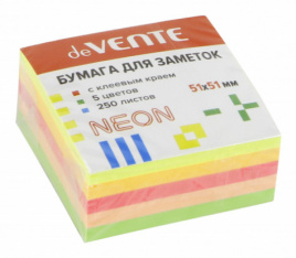Бумага с клеевым краем deVente 51*51 400л 5цв неон
