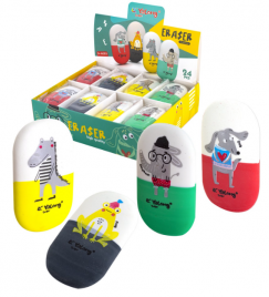 Ластик Yalong Веселые зверята синтетический каучук, овал, цвет ассорти, 35*60*10мм