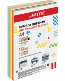 Бумага офисная deVente А4 20цв 80г/м 200л интенсив/пастель/неон/медиум 