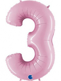 Шар фольга цифра 40" Pink пастель 3
