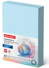 Бумага офисная 500л BRAUBERG А4 80 г/м2 пастель голубая