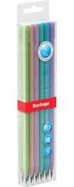 Карандаш ч/гр Berlingo Flexy Pastel HB с ластиком, трехгранный, заточен., пластиковый, ПВХ-бокс