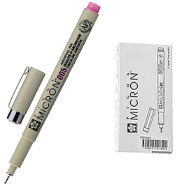 Ручка капиллярная Sakura Pigma Micron 0,2мм розовая, картонная упаковка