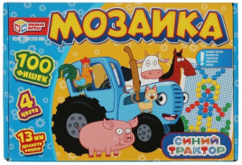 Мозаика Синий трактор пластиковая. 100 фишек. 4 цвета. Поле 280х200мм.
