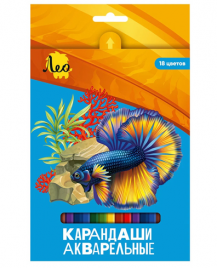 Карандаши Лео Ярко 18цв акварельные шестигранные, деревянные