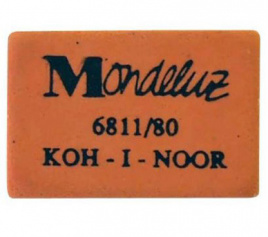 Ластик Koh-i-Noor Mondeluz для твердости НВ-6В каучук оранжевый 26*18,5*8мм