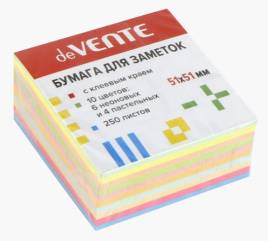 Бумага с клеевым краем deVente 51*51 250л ассорти