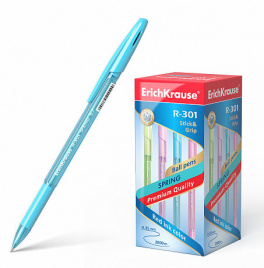 Ручка шар ЕК39532 R-301 Spring Stick&Grip синяя 0,7мм шестигранная, резиновый держат