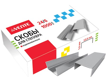 Скобы deVente №24 цветная сталь белая до 30л 1000шт 4141700 фото 1