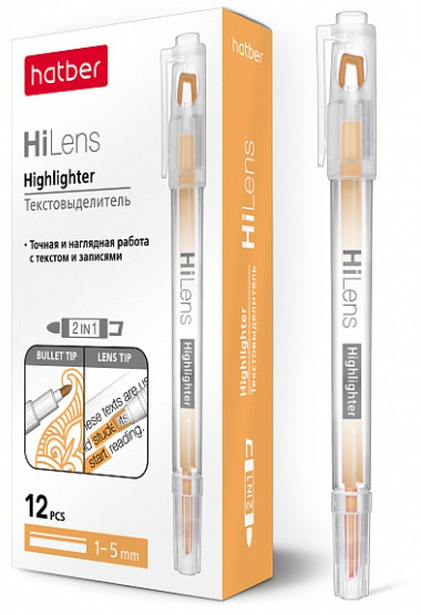 Текстовыделитель Хатбер Hi-Lens 2-хстор 1-5мм оран фото 1
