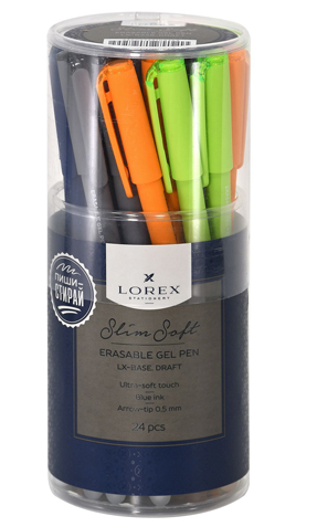 Ручка пиши-стирай Lorex LX-base draft slim гелевая 0,5мм синяя, ассорти, сменный стержень, цветн фото 1