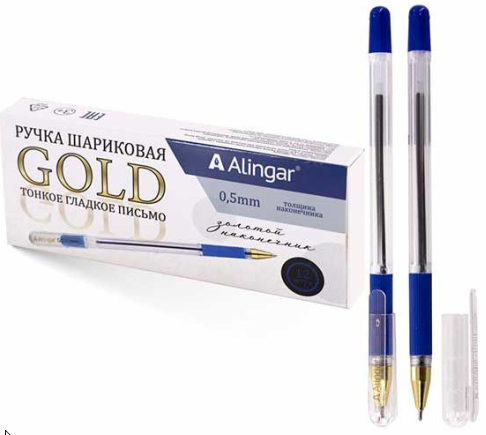 Ручка шар AL11419 Gold 0,5мм на масляной основе синяя фото 1