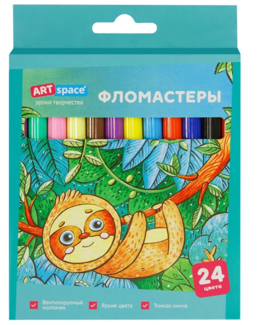 Фломастеры Спейс 24цв Милые зверушки кар/уп WP24_2 фото 1